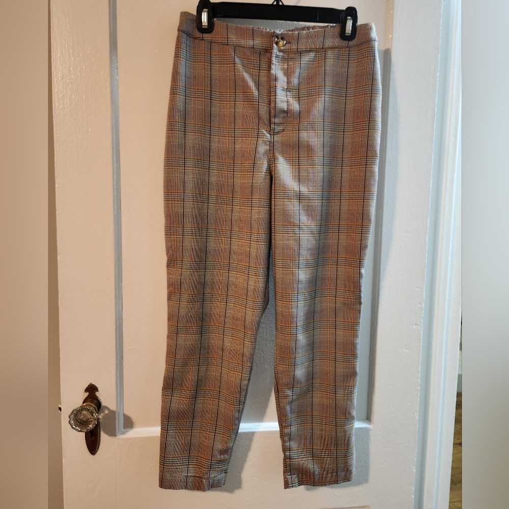 Cropped academia plaid trousers